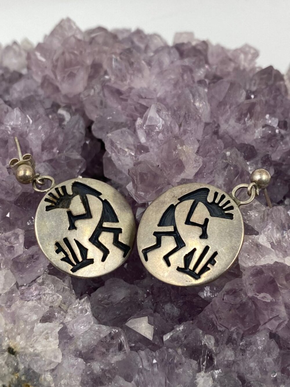 Vintage Sterling Silver Kokopelli Post Earrings